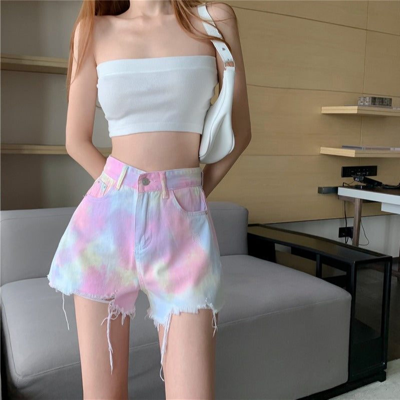 Real Shot Real Price Fried Street Denim Shorts Female New Korean