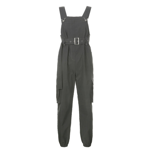 Fashion High Waist Loose Slim Overalls Hip Hop Street Casual Trousers