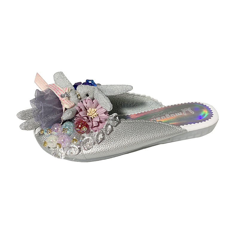 Cute Doll With Rhinestones And Fish Mouth Half Slippers
