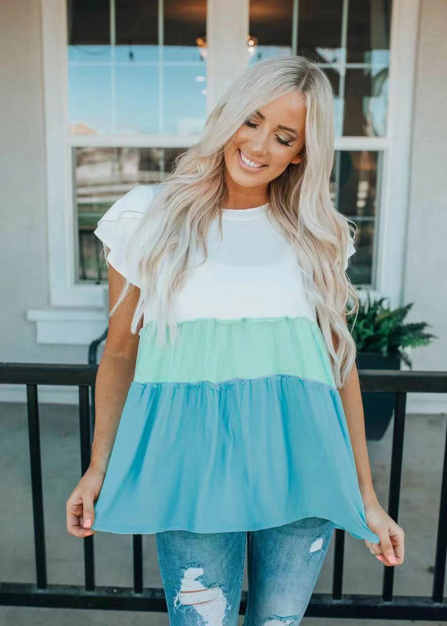 Casual Crew Neck Crossover Short Sleeve Top