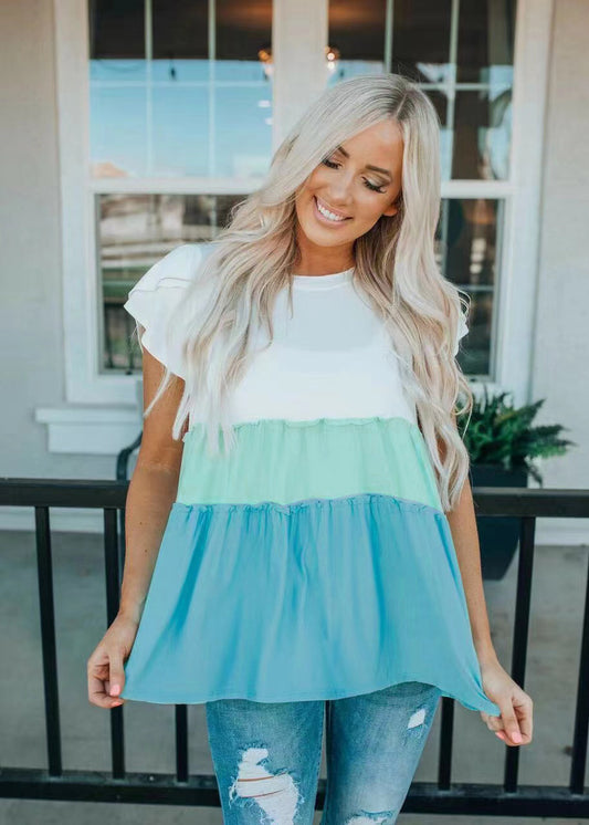 Casual Crew Neck Crossover Short Sleeve Top