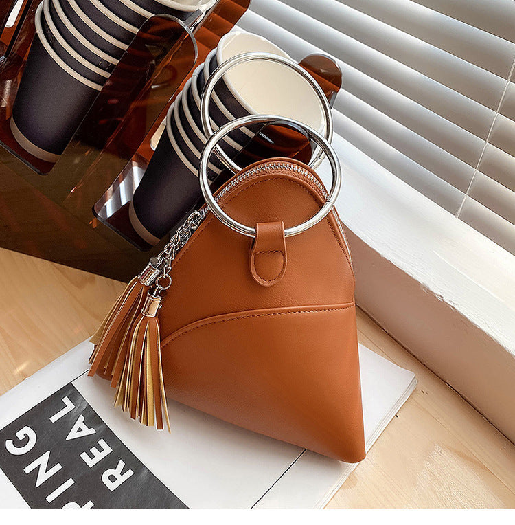 Textured Small Bag Female Tassel Handbag