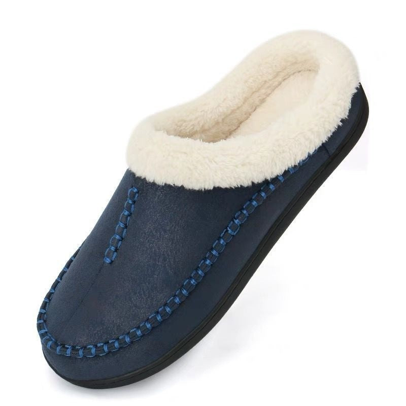 Mens Fur-lined Slippers From Europe And The US Non-slip Bean-shaped Cotton Shoes