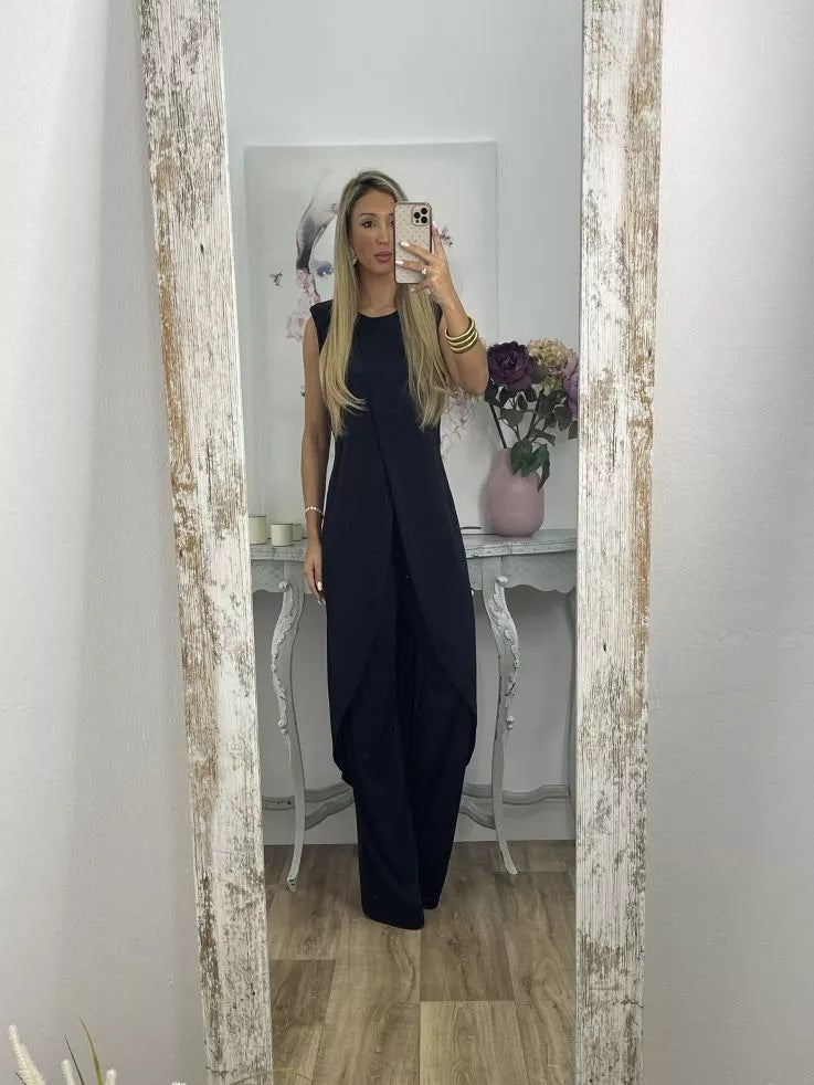 Women's Summer New Casual Sleeveless Loose Round Neck Trousers Two-piece Set