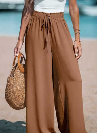 Women's Drawstring Loose Casual Wide-leg Trousers