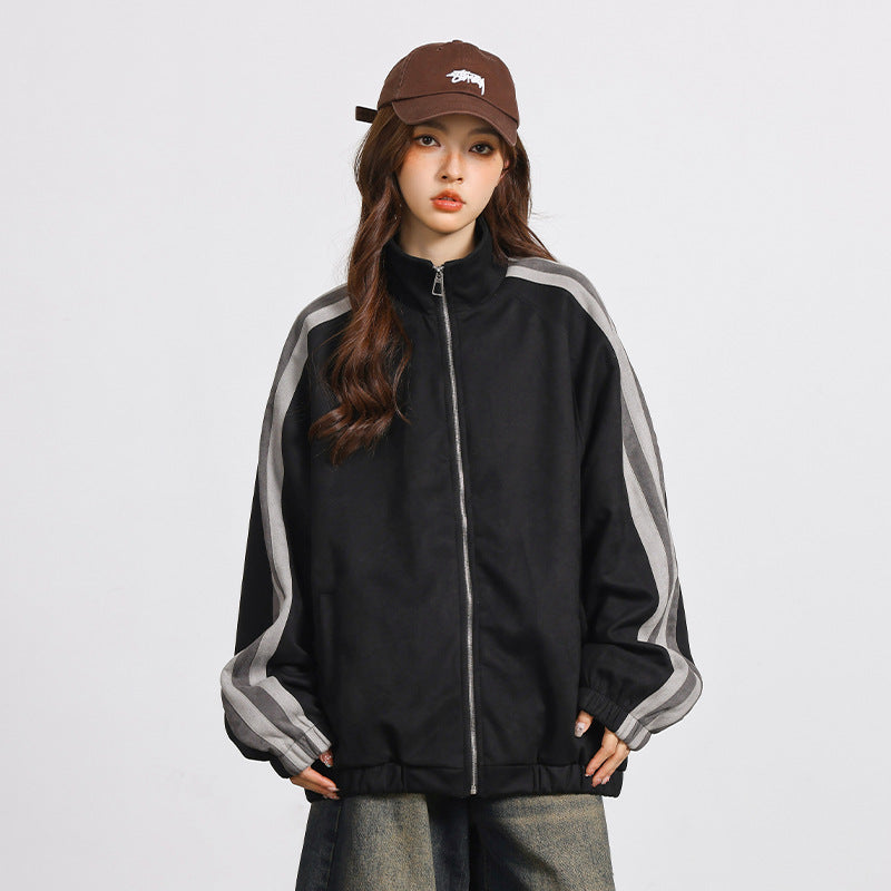 Striped Zipper Cardigan Sweater High Street