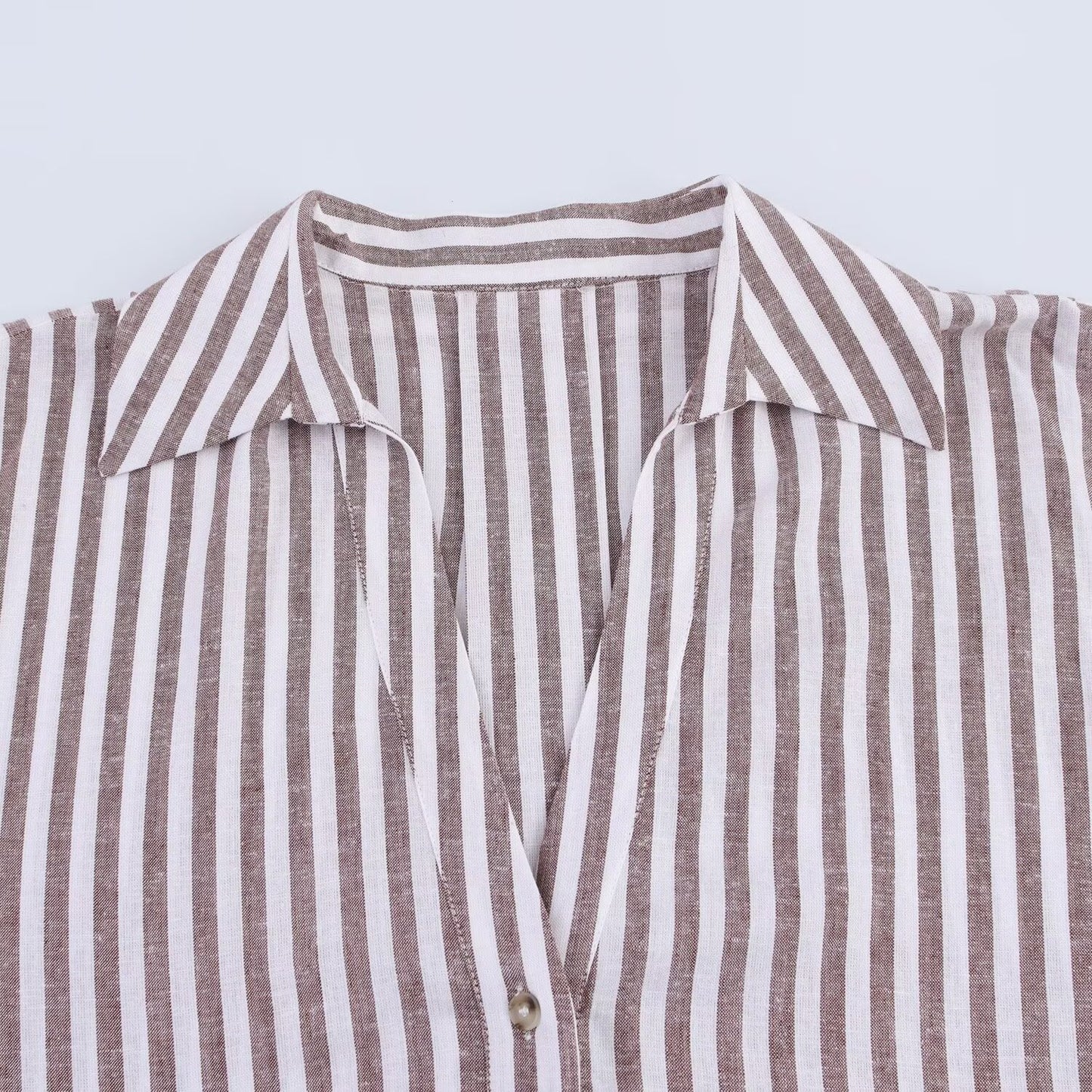 Women's Casual Striped Loose Lapel Long Sleeve Shirt