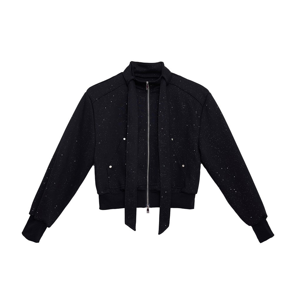 Stand Collar Sweater Suit Tie Stitching Jacket