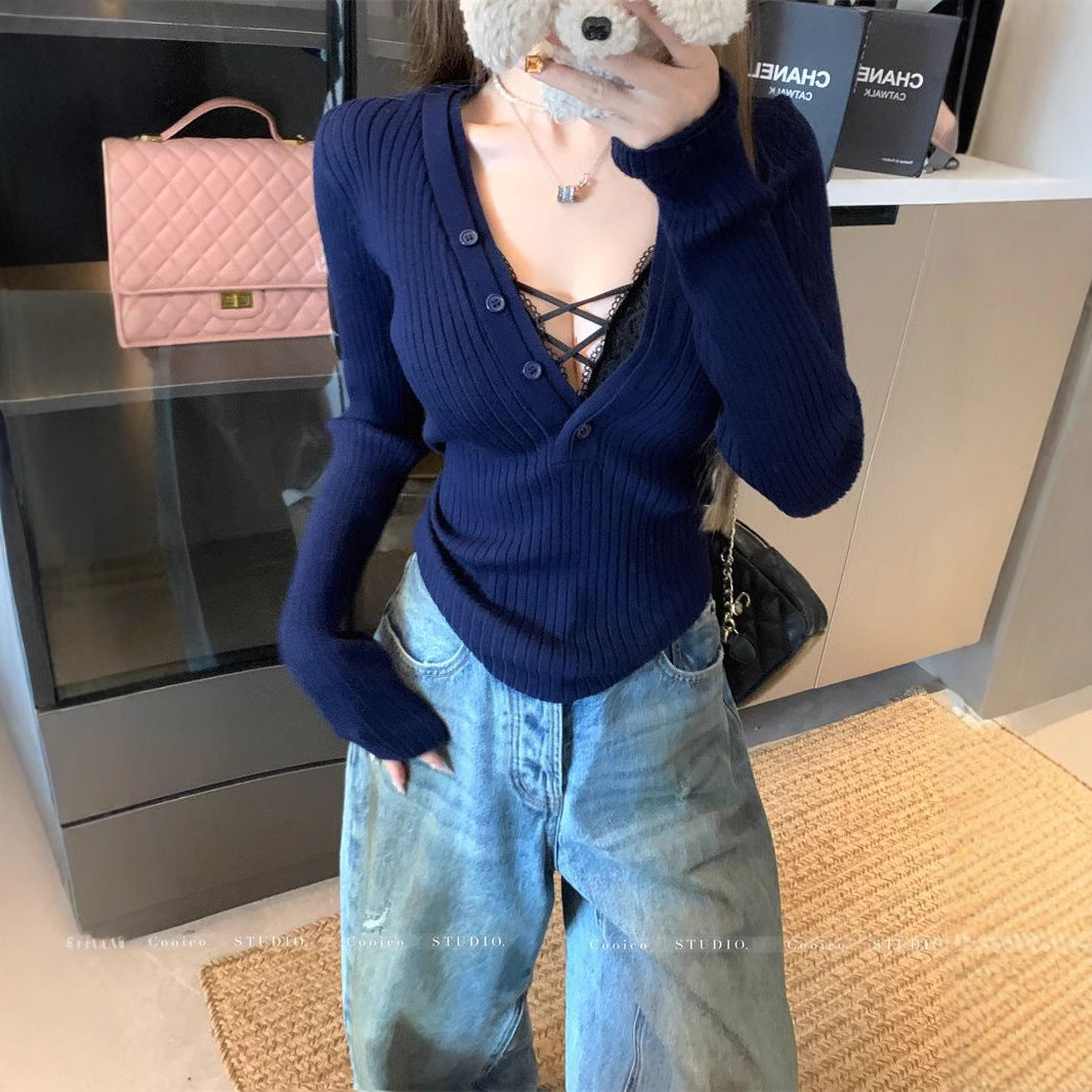 Women's Slim-Fit Long Sleeve Knit Sweater