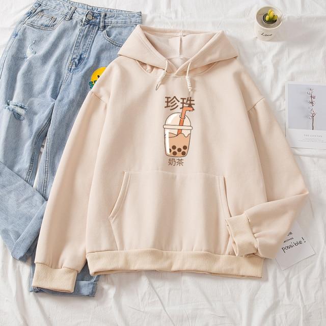 Boba Milk Tea Hoodie Front Print