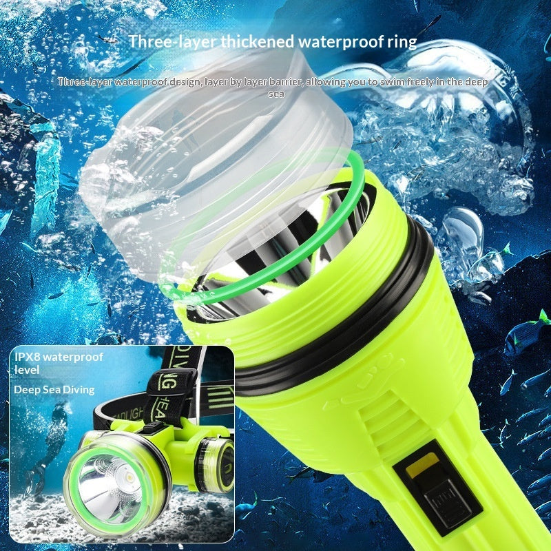 Diving Strong Light Fixed Focus Head-mounted Long Battery Life Diving Head Fishing Light