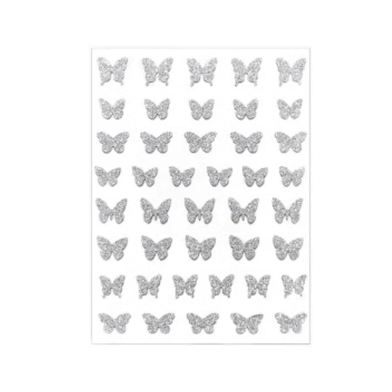 Silver Butterfly Sticker Love Five-pointed Star Manicures Decoration Glue-free
