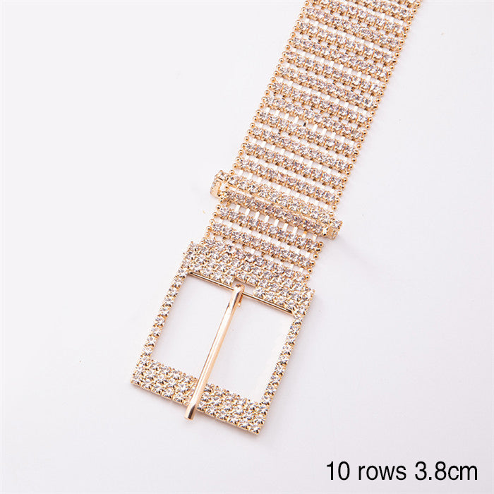 Women's Shiny Alloy Belt With Rhinestones