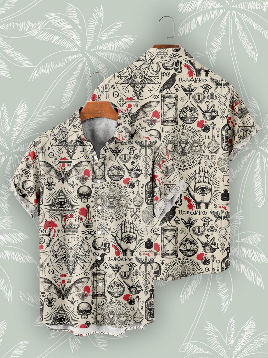 Casual 3D Digital Print Vintage Beach Shirt Men