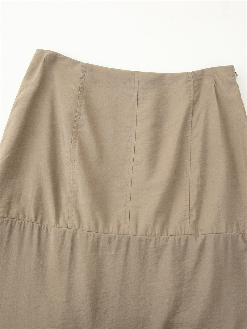 Solid Color Worsted Embellished Set Diamond Skirt