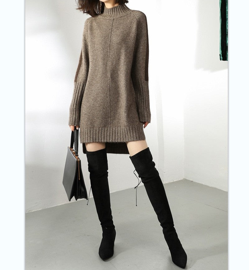 Women's Autumn Half Turtleneck Color-matching Dress Sweater