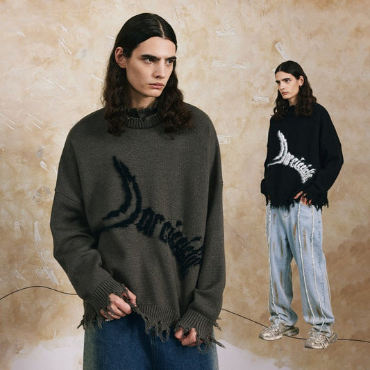 Fashion Brand Double-layer Neckline Casual Sweater