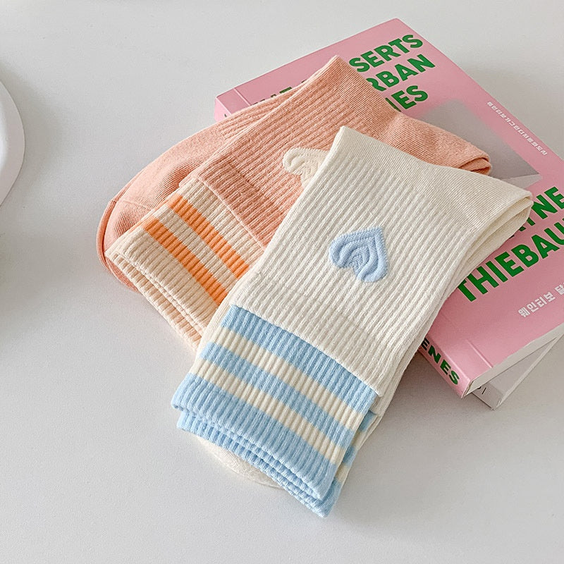 Women's Patchwork Striped Printed Mid Length Socks