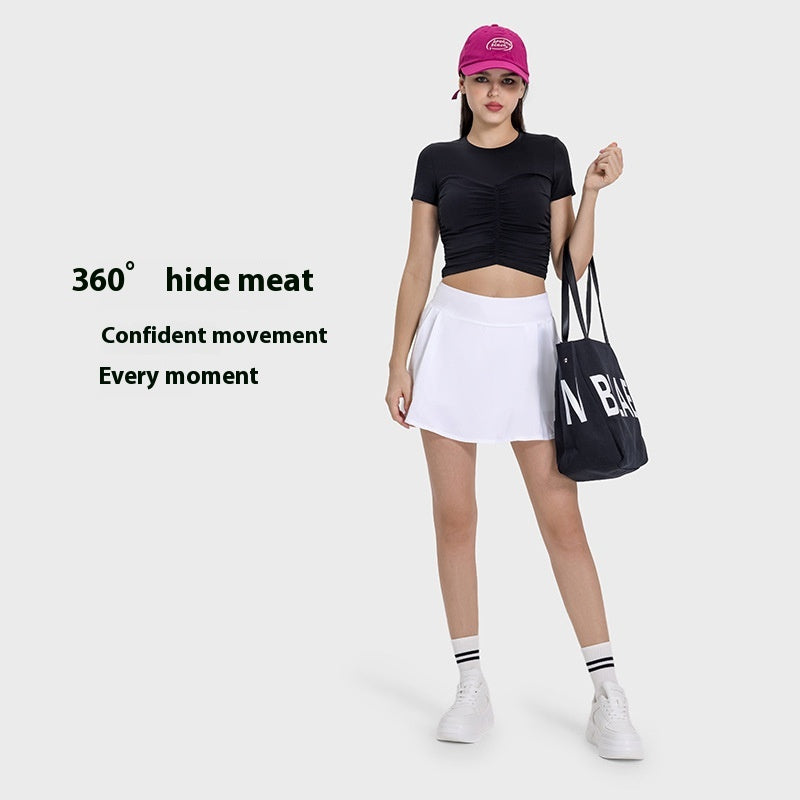 Nude Feel Slim Fit Thin Yoga Wear Top Women's Casual Street Fashion All-matching Sports Short Sleeve