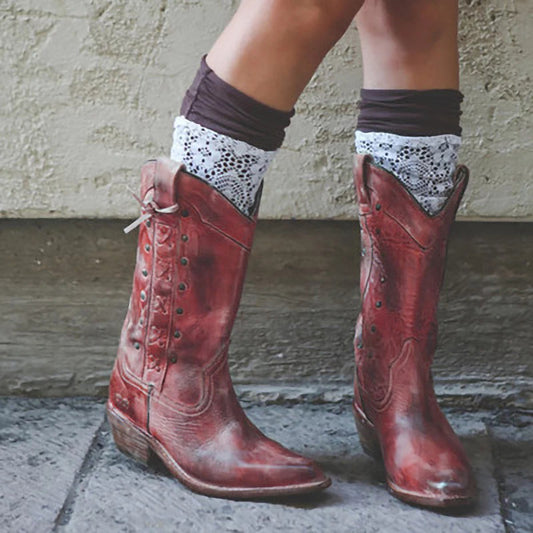 European And American Style Thick Heel Plus Size Mid-tube Knight Boots Women Boots