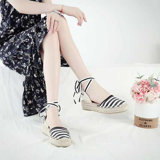 Roman Style Lace Up Sandaler Muffin Tyk Sål