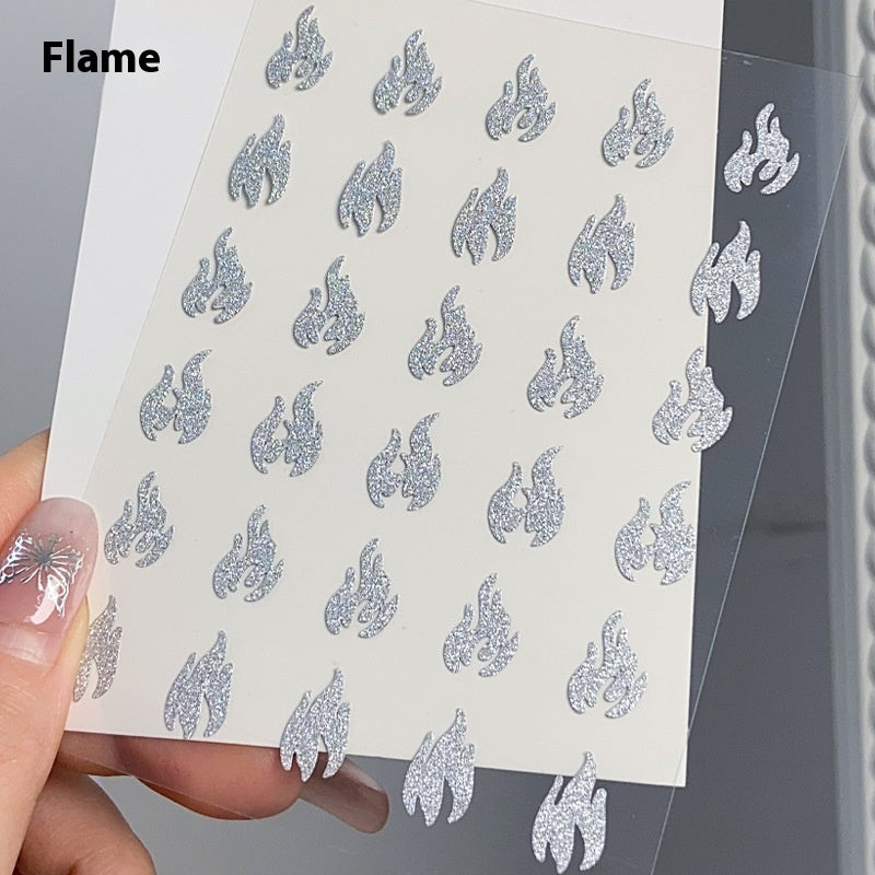 Silver Butterfly Sticker Love Five-pointed Star Manicures Decoration Glue-free