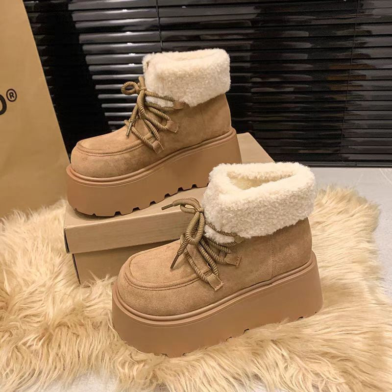 Short Fleece-linedHeight-increasing Snow Boots With A Chunky Sole And A Roomy Toe Box