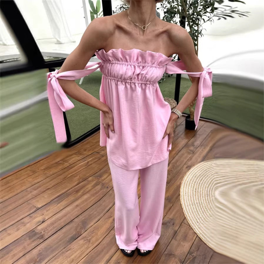Casual Sweet Womens Two-piece Outfit Set