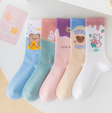 Women's Medium Length Cartoon Jacquard Socks