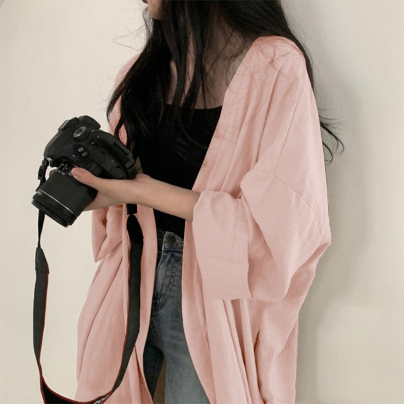 Summer Korean Style Loose Long Sleeve Cardigan Jacket Women's Shirt