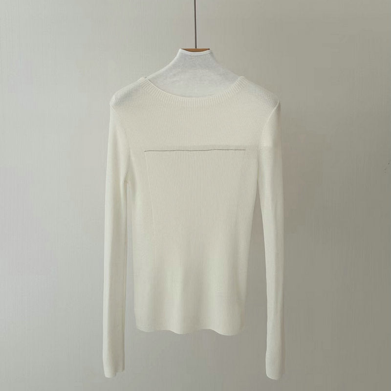 Glitter høj elastisk uld off-neck langærmet sweater
