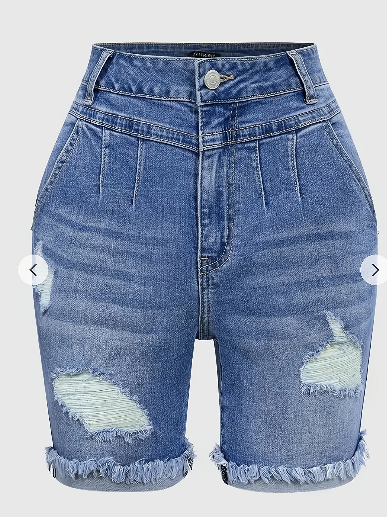 Ripped Denimshorts til kvinder i store størrelser med høj elasticitet