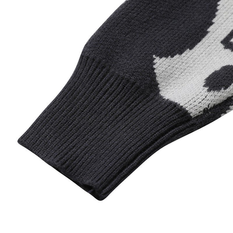 Portræt Jacquard Sweater Herre Retro Pulloverjakke