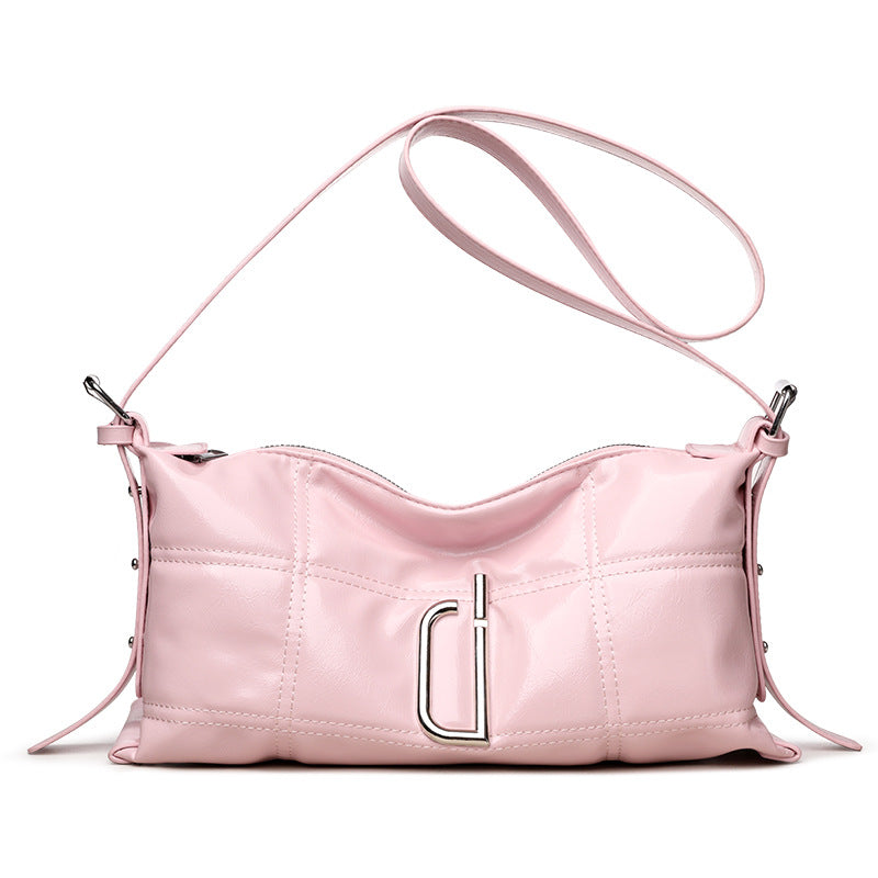 New Pillow Bag Oil Wax Leather Crack Soft Tote Crossbody