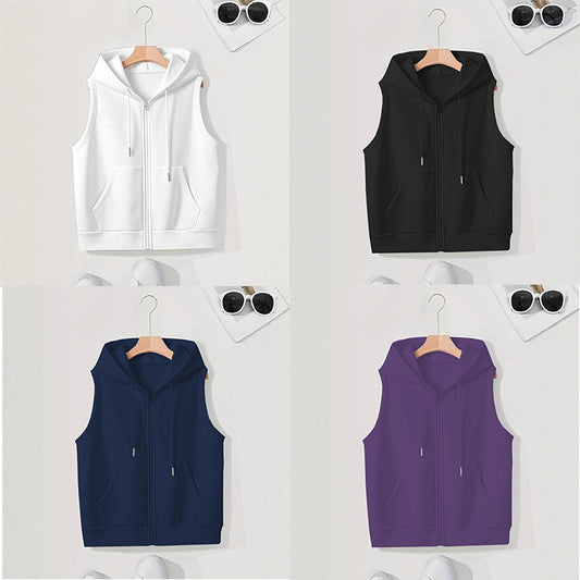 Dame ærmeløs slim-fit cardigan med lynlås