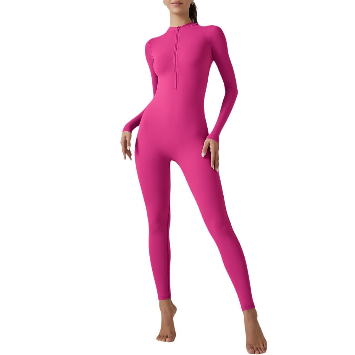 Jumpsuit til kvinder med halvåben lynlås og skinny pasform