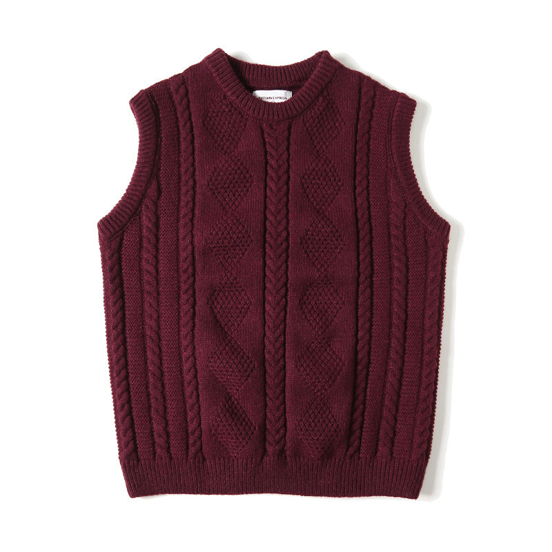 Jacquard Rundhalset Strikket Løs Tyk Cable-knit Sweater Vest Mode