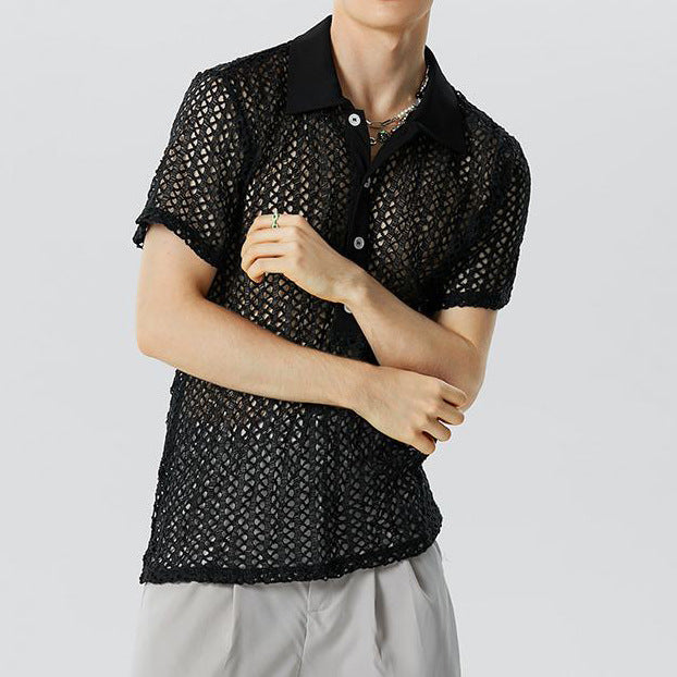 Men's Solid Color Versatile Lapel Knitwear