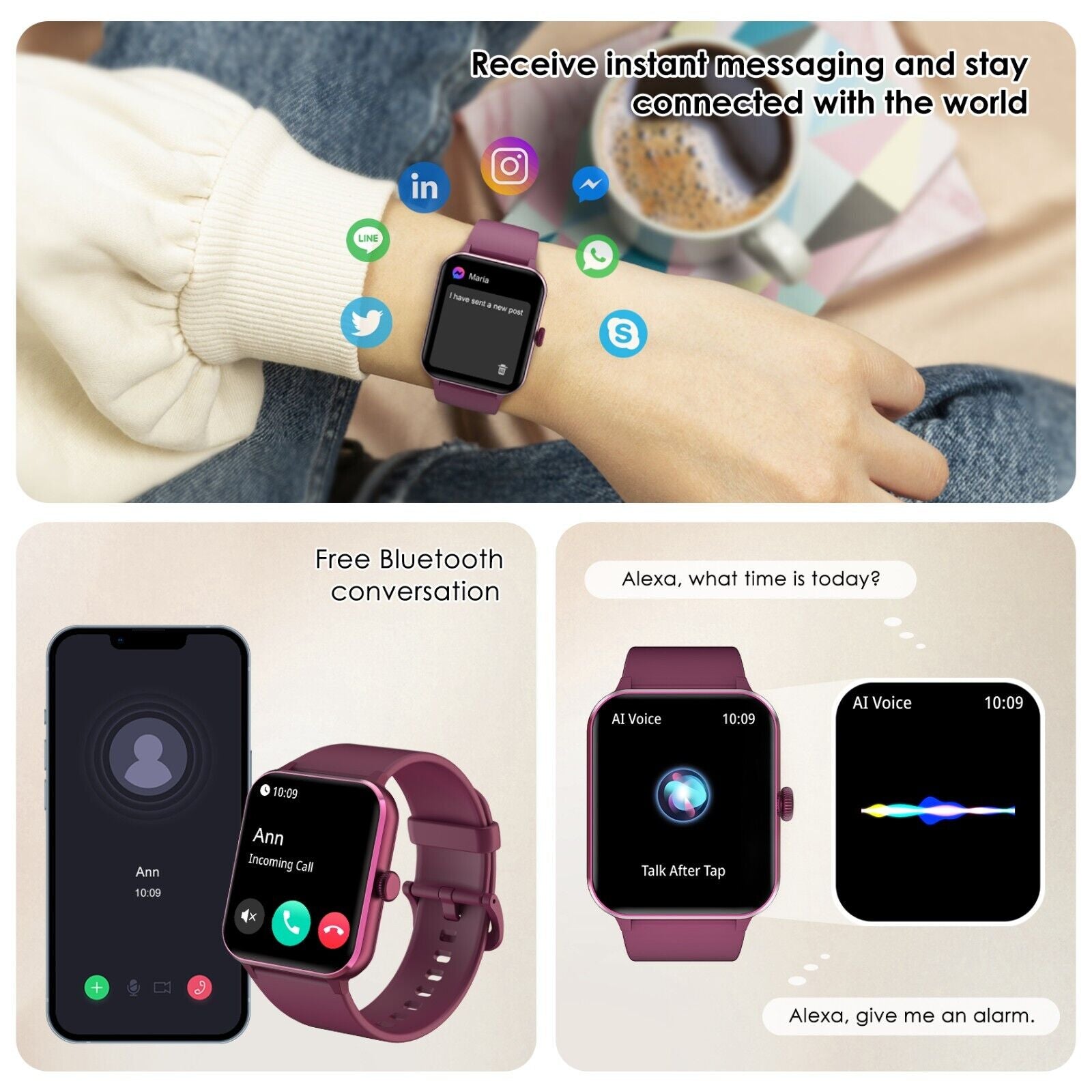 Blackview Smartwatch Damen Herren Mit Bluetooth Anrufe Fitnessuhr Für Android