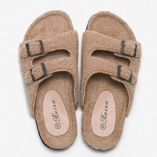 Women's Casual Beach Shoes Warm Buckle Slippers