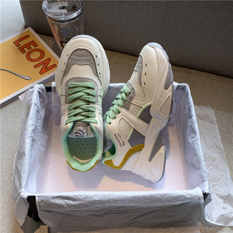 Breathable Color Matching Platform Casual Sports Daddy Shoes