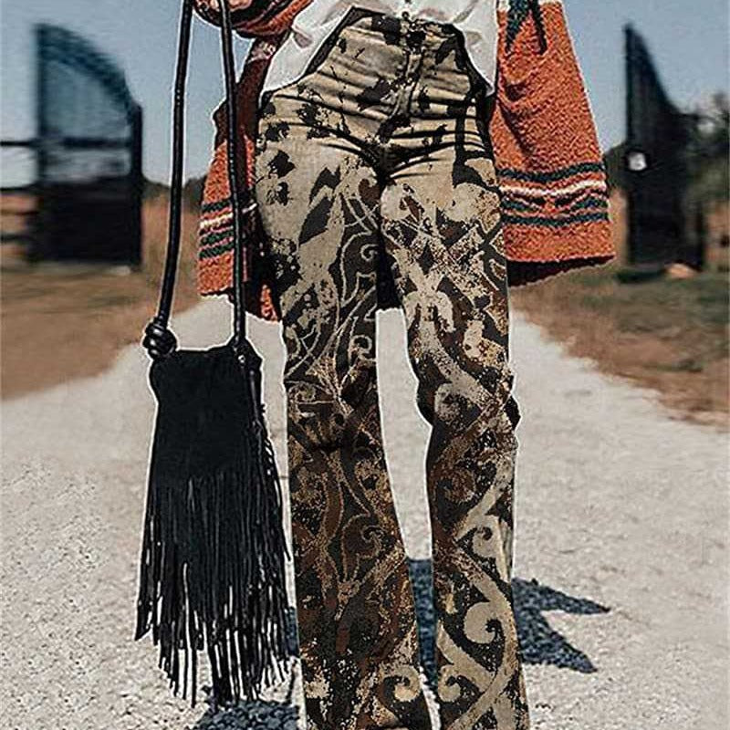 Women's Pants 3D Printed Wide-leg Pants Loose Casual