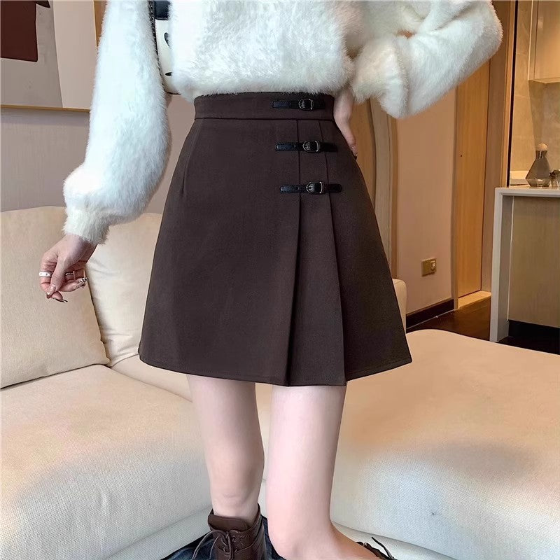 Women's High-waisted Body-hugging Pleated Skirt