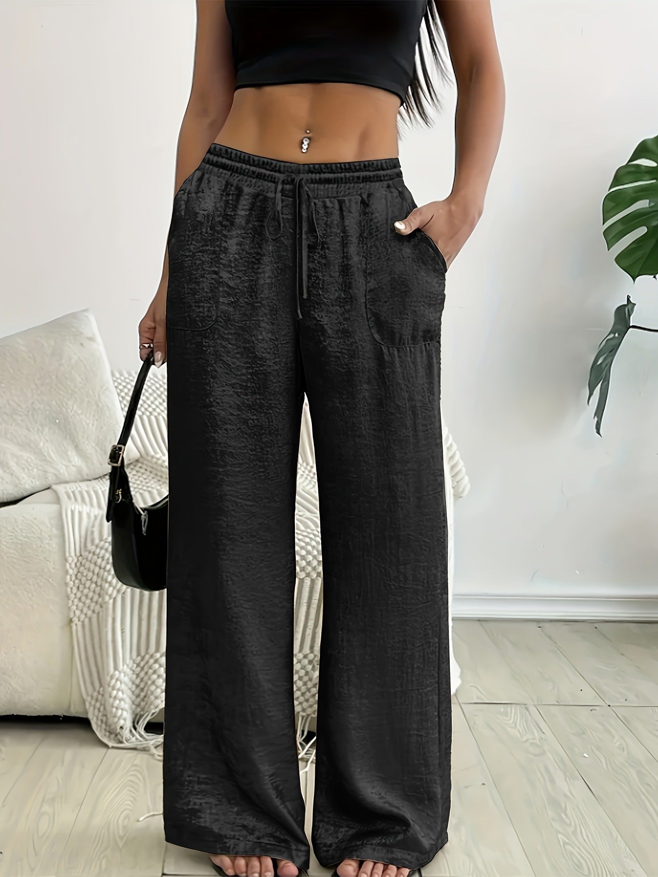 New Womens Loose-fit Gold-stamped Sequined Fashion Pants