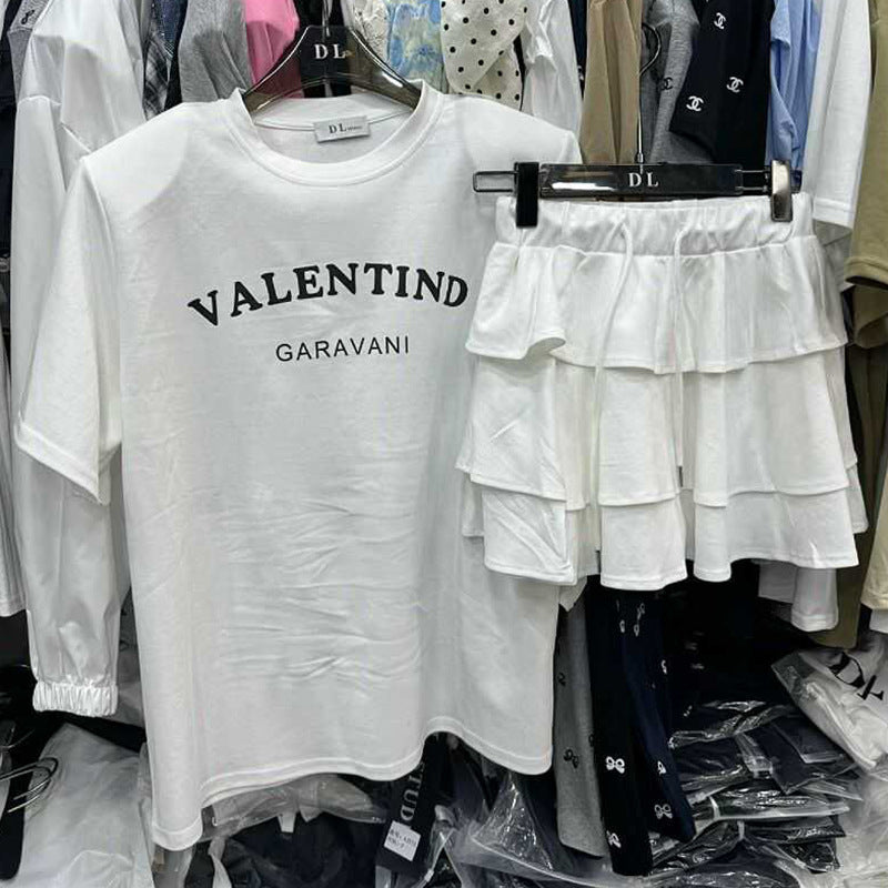 Youthful Two-piece Set Relaxed-fit T-shirt Skirt