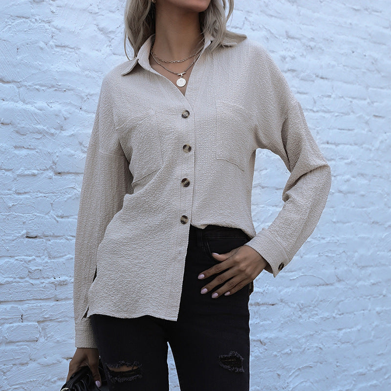 Long Sleeve Lapel Office Button Shirt