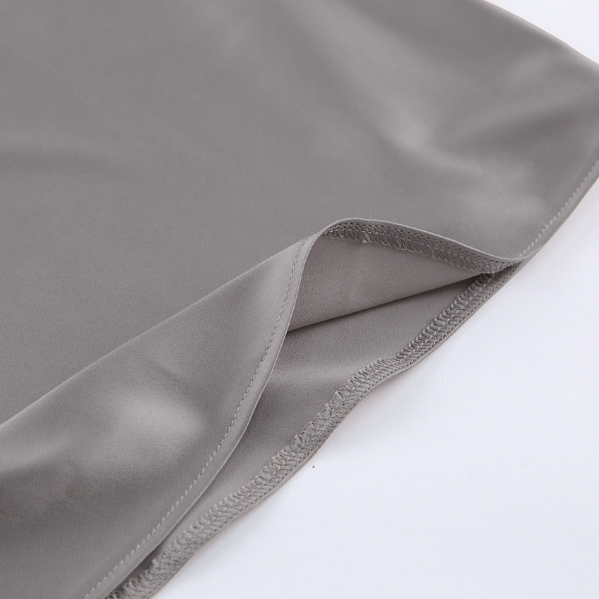 Long Sleeve High Waist Artificial Silk Elegant Fishtail Skirt Draping Satin Slit Skirt