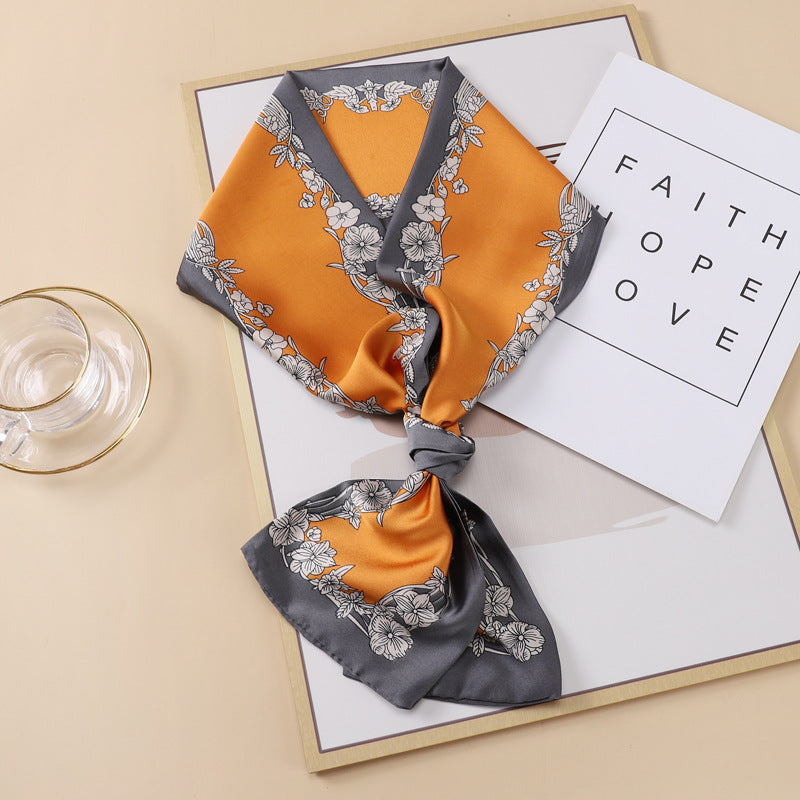 Small Silk Scarf Thin And Long Hair Binding Double Layer