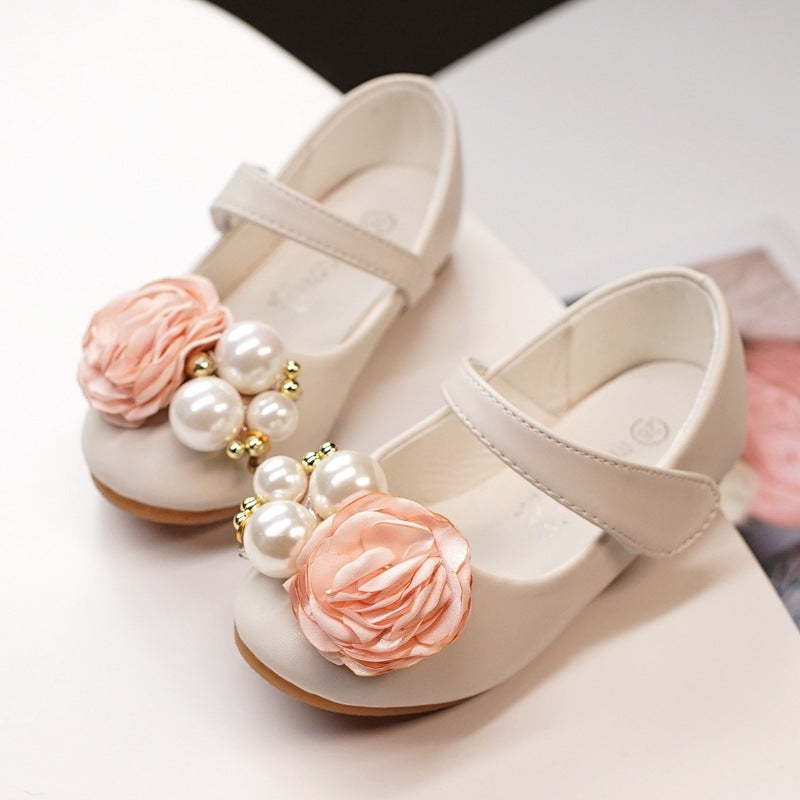 Children's Shoes Korean Version Of The Big Pearl Flower Princess
