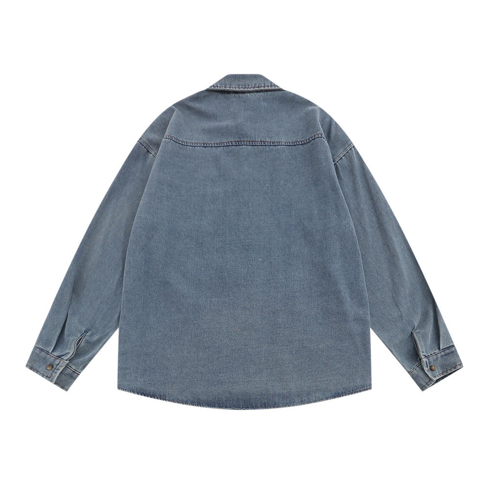 Stitching Contrast Color Irregular Shirt Coat